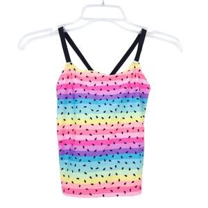 Wonder Nation Tankini Swimsuit Top Large 10-12 Watermelon Stripe Swim Bright
